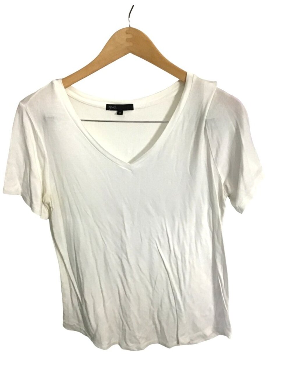 Gibson Womens White V-Neck Short Sleeve Top XS Lightweight Casual